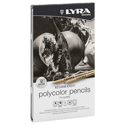 Afbeelding van LYRA Rembrandt Kleurpotloden, rond, metaal, 12 stuks, grijs