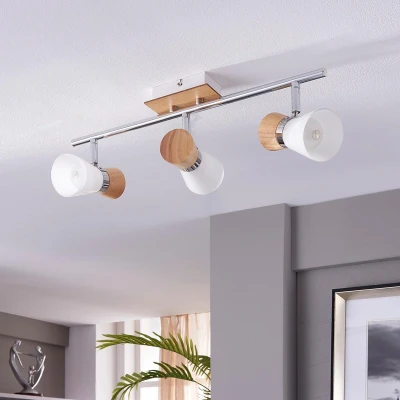 Afbeelding van Vivica 3 pits plafondlamp met houten elementen