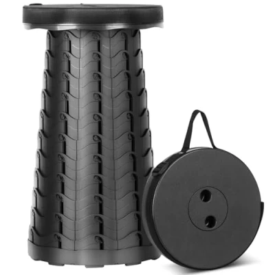 Afbeelding van HIGSPE Draagbare klapkruk, mini kruk, in hoogte verstelbaar, 6,5 tot 45 cm, lichte campingkruk voor buiten, kamperen, vissen, grillen, keuken, belasting 180