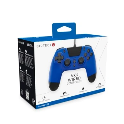 Image de GIOTECK WIRED CONTROLLER PREMIUM VX4 BLUE FOR PS4/PC