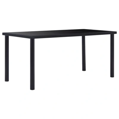 Afbeelding van Eettafel 160x80x75 cm gehard glas zwart