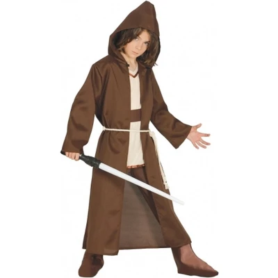 Afbeelding van Ruimte meester carnaval / Halloween mantel bruin met capuchon kinderen 122/134