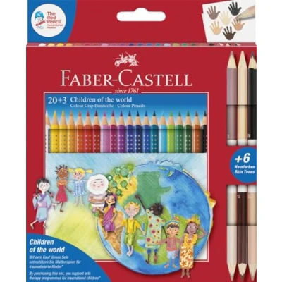 Afbeelding van Faber Castell Colour Grip Children of the world kleurpotloden met elk 2 huidtinten, 3 stuks