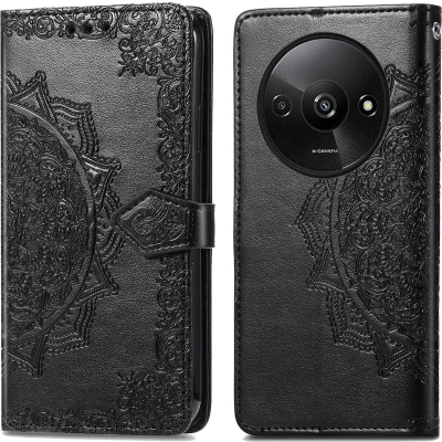Afbeelding van iMoshion Hoesje Geschikt voor Xiaomi Redmi A3 Met Pasjeshouder Mandala Bookcase Zwart