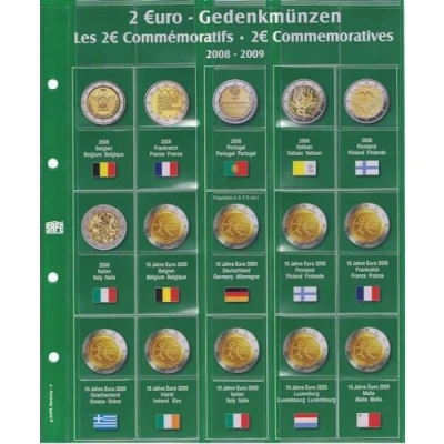Afbeelding van Safe Safe, Premium, Bladen (4 rings) voor 2 Euromunten 2023 blad 34 Transp. incl. groen voordrukblad afm: 205x255 mm. per st.