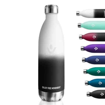Afbeelding van Waterfles van roestvrij staal, 1 l, BPA vrij, thermische isolatie, voor kinderen, volwassenen, meisjes, school, sport, wandelen, kamperen, reizen