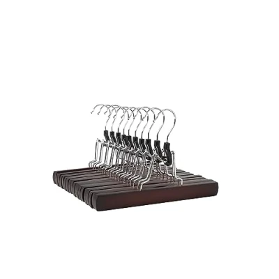 Afbeelding van Amazon Basics 10 stuks houten kleerhangers voor broeken in kersenboom