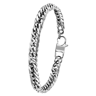 Afbeelding van Lucardi Gourmet Armband silvercoloured, Heren, Maat: 19, Silver coloured