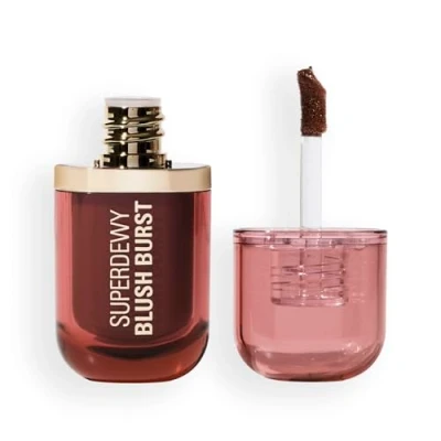 Image de Revolution Superdewy Liquid Blush Burst, Fard à joues liquide pigmentation buildable, formule sérum aux peptides et acide hyaluronique, Vegan, Caramel Cooler Bronze, 4.2 ml
