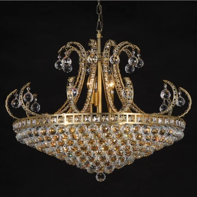Afbeelding van LumiLamp Kroonluchter Ø 80x60/182 cm Goudkleurig Ijzer Glas Hanglamp