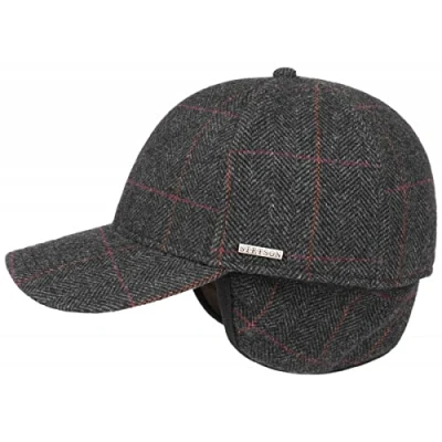 Afbeelding van STETSON Kinty Herenmuts met oorkleppen, baseballcap voor de winter, gesloten op achterkant, vizier, oorbeschermer, voering herfst en grijs.
