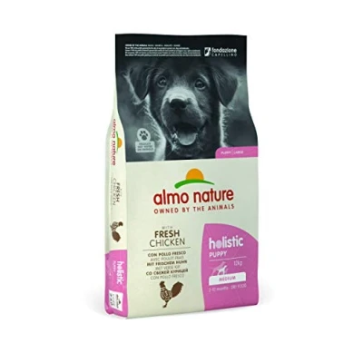 Afbeelding van 12kg Medium Puppy Kip &amp; Rijst Almo Holistic Hondenvoer