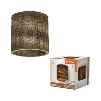 Afbeelding van LEDVANCE tafellamp Decor Karton Cilinder bruin van golfkarton, E27, 250 mm diameter, lampenkap gerecycled materiaal, duurzaam dankzij vervangbare lichtbron, eenvoudig te installeren