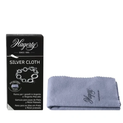 Image de Hagerty Silver Cloth Tissu de nettoyage bijoux 36x30cm I coton imprégné à sec Chiffon nettoyant argent avec protection contre la rouille, nettoie les en ou