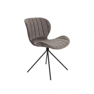 Afbeelding van Zuiver OMG Velvet Eetkamerstoelen Grijs Set van 2
