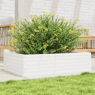 Afbeelding van Plantenbak 90x60x23 cm massief grenenhout wit