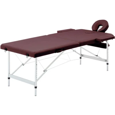 Afbeelding van vidaXL Massagetafel inklapbaar 2 zones aluminum wijnpaars