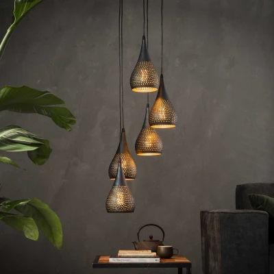 Afbeelding van AnLi Style Hanglamp 5xØ15 getrapt punch