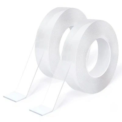 Afbeelding van Art3d Dubbelzijdig nano plakband, extra sterk, transparant, dubbelzijdig, 8 m, 2 rollen multifunctionele tape, tapijt, fotolijst, keuken, knutselen, wandmontage, huis, tapijt