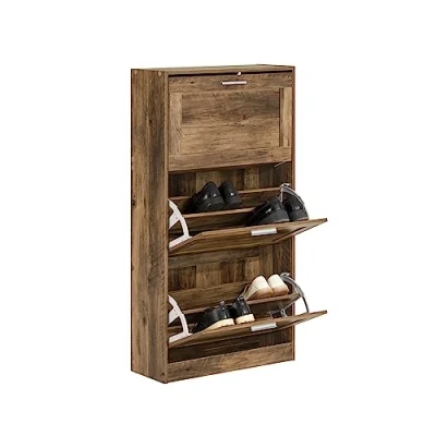 Afbeelding van SoBuy schoenenkast, entree met 3 kleppen, voor hal, gang, 60 x 23 115 cm, grijs, houteffect, FSR137 L HG