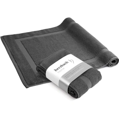 Afbeelding van herzbach home Set van 2 badmatten, 100% katoen, antraciet, 50 x 80 cm