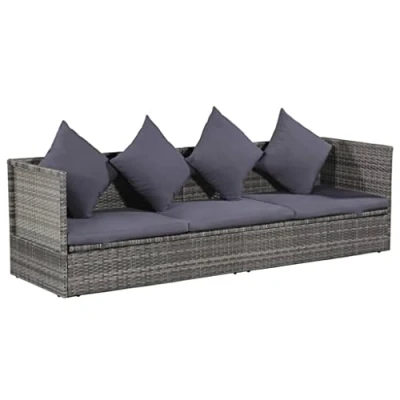 Afbeelding van Tuinbed 200x60 cm poly rattan grijs