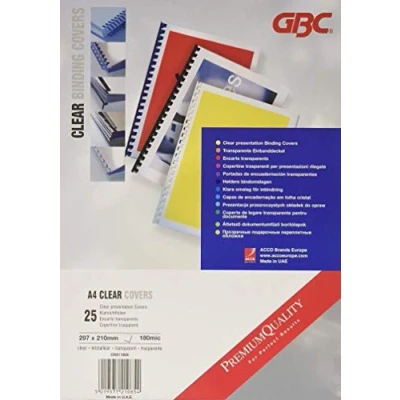 Afbeelding van Voorblad GBC A4 PVC 180micron transparant 25stuks