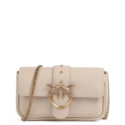 Afbeelding van Pinko LOVE One Pocket Schoudertas Beige/smoke grey/antique goldcoloured, Dames, Maat: Size, gold coloured