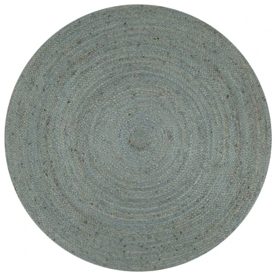 Afbeelding van Vloerkleed handgemaakt rond 120 cm jute olijfgroen