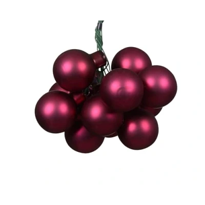 Afbeelding van Kaemingk 12 stuks kerstballen op glasdraad, 2,5 cm, matte bessen, kleine decoratieve ballen, kerstdecoratie, granaatappel