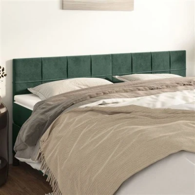 Afbeelding van Hoofdborden 2 st 90x5x78/88 cm fluweel donkergroen