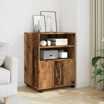 Afbeelding van Rolkast 60x48x81 cm bewerkt hout oud houtkleurig