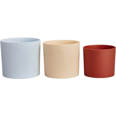 Afbeelding van Elho Lex Pott set van 3 Bloempotten voor Binnen 100% Gerecycled Plastic Ø 11. 13 en 14 cm Hemelsblauw