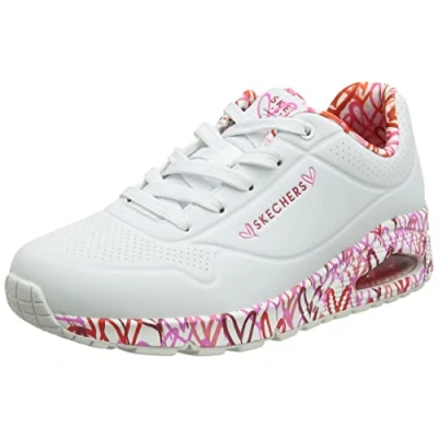 Image de Skechers Uno Loving Love Femme Basket, Bordure en maille Durabuck rouge et rose, 39.5 EU