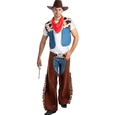 Afbeelding van Funidelia Cowboykostuum voor mannen Cowboys, Indianen, Western Kostuum Volwassenen Accessoire verkleedkleding en rekwisieten Halloween, carnaval &amp; feesten Maat M L Bruin