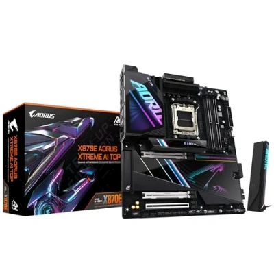 Afbeelding van GIGABYTE X870E AORUS XTREME AI TOP moederbord, ondersteunt AMD Ryzen 9000 serie, 18+2+2 fasen VRM, tot 8800 MHz DDR5 (OC), 1 PCIe 5.0 M.2 + 3 x 4.0 M.2, WI FI 7, 10GbE