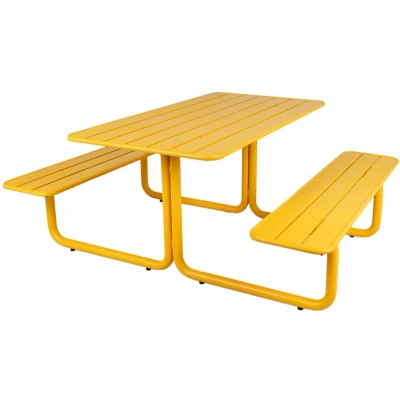Afbeelding van MaximaVida metalen picknicktafel Max okergeel 150 cm