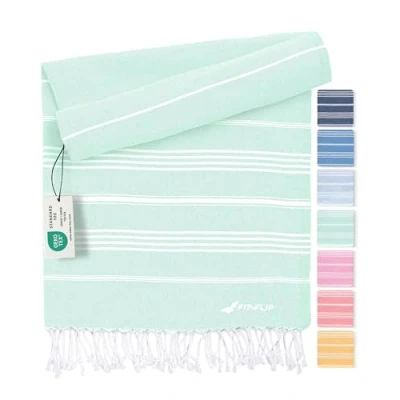 Afbeelding van Strandhanddoek hamamdoek strand van 100% gerecycled katoen Turkse sneldrogende handdoek, hamamdoek, pestemal, ideaal als strandlaken XXL Aqua 200 x cm Sultan