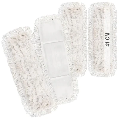 Afbeelding van com four® 4 x premium dweildoeken, professionele microvezel vervangende doek voor dweil, reinigingsdoek, wasbaar tot 60 graden (4 stuks, wit, 41 cm)