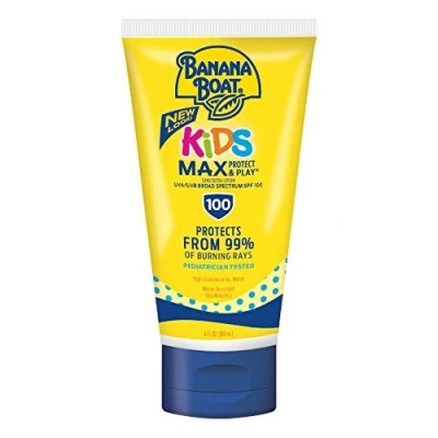Image de Banana Boat Sunscreen Kids MAX Protect &amp; Play Broad Spectrum Sun Care Lotion SPF 100, 4 Ounce by