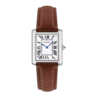 Afbeelding van Geduo Luxe HerenHorloge Polshorloge Heren Cadeau Horloge Geschenkdoos Bruine Lederenband Mannen Zilver en Wit Doos