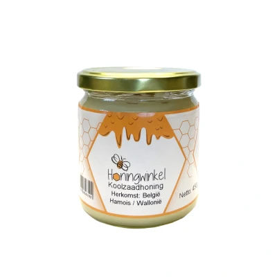 Afbeelding van Koolzaadhoning 450g België Honingwinkel (crème)