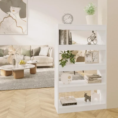 Afbeelding van Boekenkast/kamerscherm 80x30x135 cm spaanplaat hoogglans wit