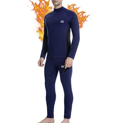Afbeelding van MEETWEE Herenondergoedset, sport basislaag shirt met lange mouwen + broek Quick Dry Sou kleding voor training, skiën, hardlopen, wandelen, Blauw