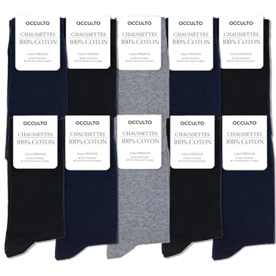Afbeelding van Occulto 10 PACK 100% Baumwolle Business Sokken, Heren, Maat: 39 42, Schwarz navy grau