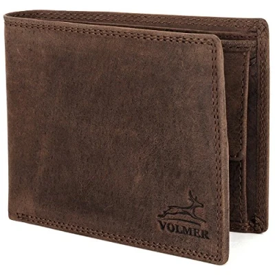 Afbeelding van Fa.Volmer® Portemonnee, slank, bijzonder praktisch, eenvoudig, zeer stevig, FRID bescherming, bruin, Triffold