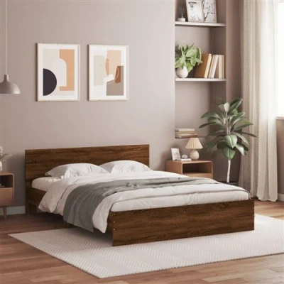 Afbeelding van vidaXL Bedframe met hoofdeinde en LED bruin eikenkleur 160x200 cm