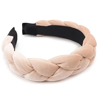 Image de DRESHOW Bandeaux Tressés pour Femmes Anneau à Cheveux en Velours élastiques Croisés Accessoires