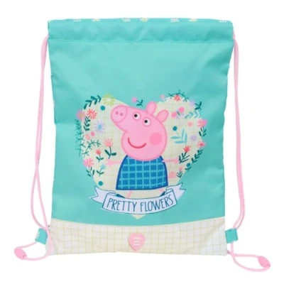 Afbeelding van Rugtas met Koordjes Peppa Pig Pretty flowers Geel Munt 26 x 34 1 cm
