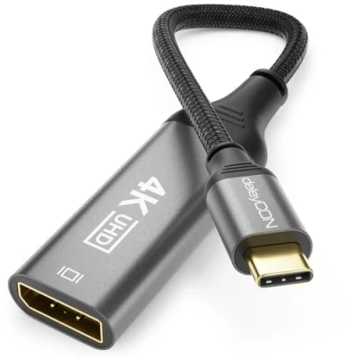 Afbeelding van deleyCON 10 cm USB C naar DisplayPort adapterkabel kort 4K 60Hz (1080P 2K @165Hz 144Hz 120Hz 60Hz) HDR Thunderbolt 3/4 DP converter compatibel met iPhone iPad MacBook Tablet Laptop